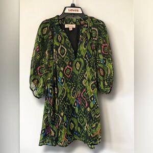 Philosophy Ikat Womens 1X Top Flowy Puff Sleeve Sheer Boho Indie Festival